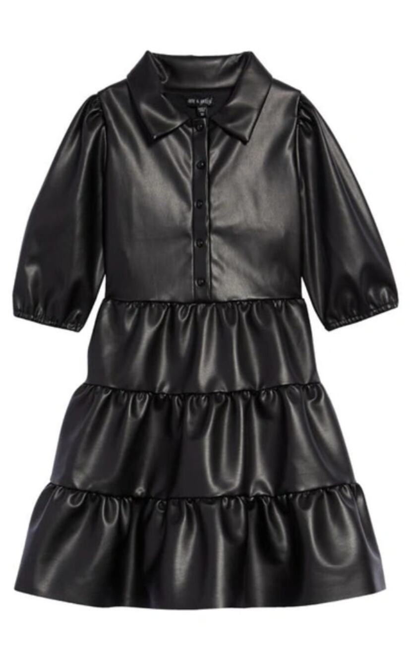 NWT Ava & Yelly Faux Leather Tiered Short Sleeve Dress sz 14